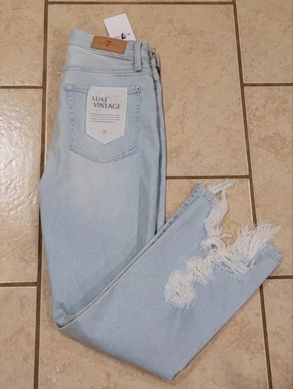 NWT 7 For All Mankind Luxe Vintage High-Waist Ankle Skinny Jeans Light Wash